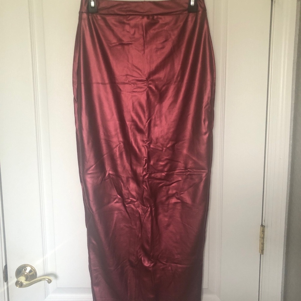 Elegant Burgundy Satin Skirt